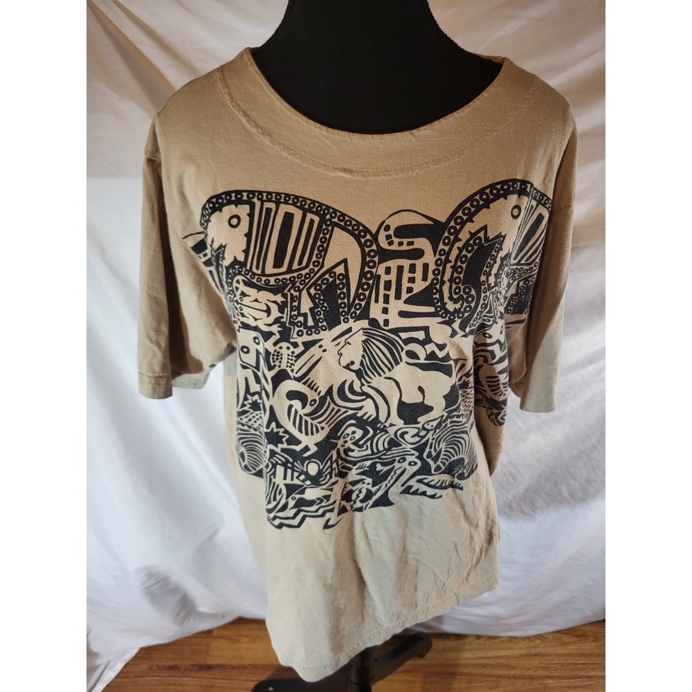 Didara Goya Lopes Size M Beige Animal Design Short Sleeve Tee Shirt